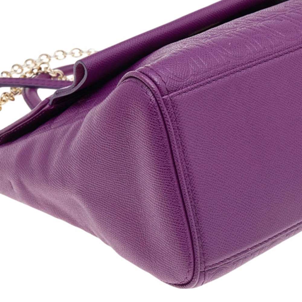Carolina Herrera Purple Monogram Embossed Leather Minuetto Top Handle Bag Women