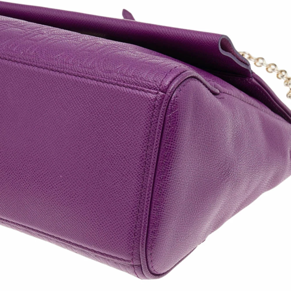 Carolina Herrera Purple Monogram Embossed Leather Minuetto Top Handle Bag Women