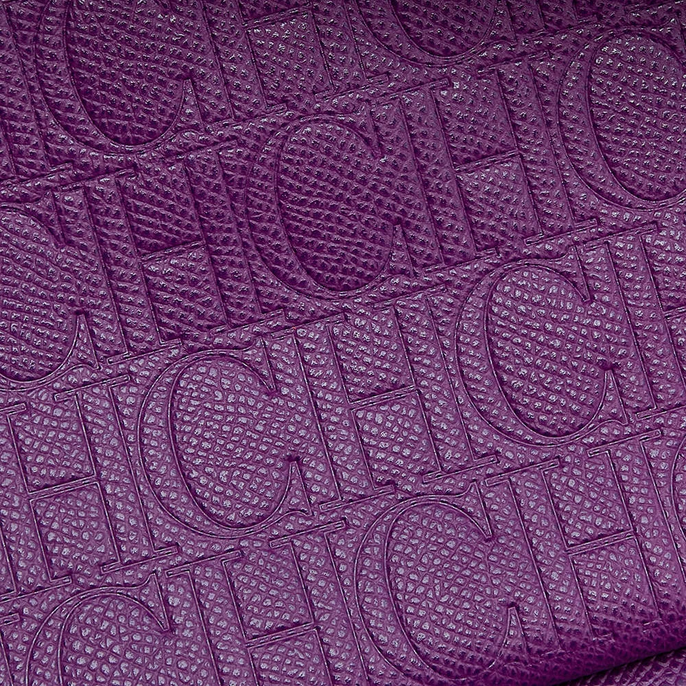 Carolina Herrera Purple Monogram Embossed Leather Minuetto Top Handle Bag Women