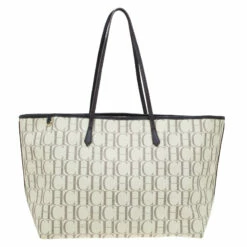 Carolina Herrera Beige Monogram Coated Canvas Shopper Tote Women