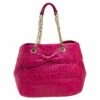 Carolina Herrera Pink Monogram Embossed Leather Audrey Tote Women