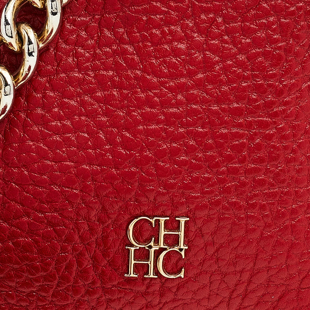 Carolina Herrera Red Leather Tassel Crossbody Bag Women