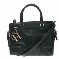 Carolina Herrera Black Leather CHCH Logo Tote Women