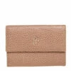 Carolina Herrera Beige Textured Leather Logo Flap Wallet Women