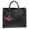 Carolina Herrera Black Leather Charm Tote Women