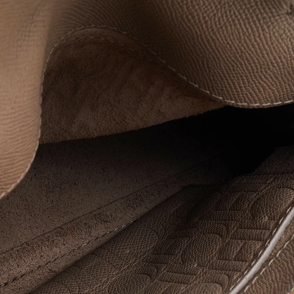 Carolina Herrera Beige Leather Monogram Embossed Minuetto Top Handle Bag Women