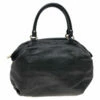 Carolina Herrera Black Monogram Embossed Leather Boston Bag Women