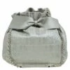 Carolina Herrera Silver Embossed Leather Bow Bucket Shoulder Bag Women