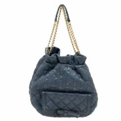 Carolina Herrera Blue Quilted Leather Bucket Bag Women