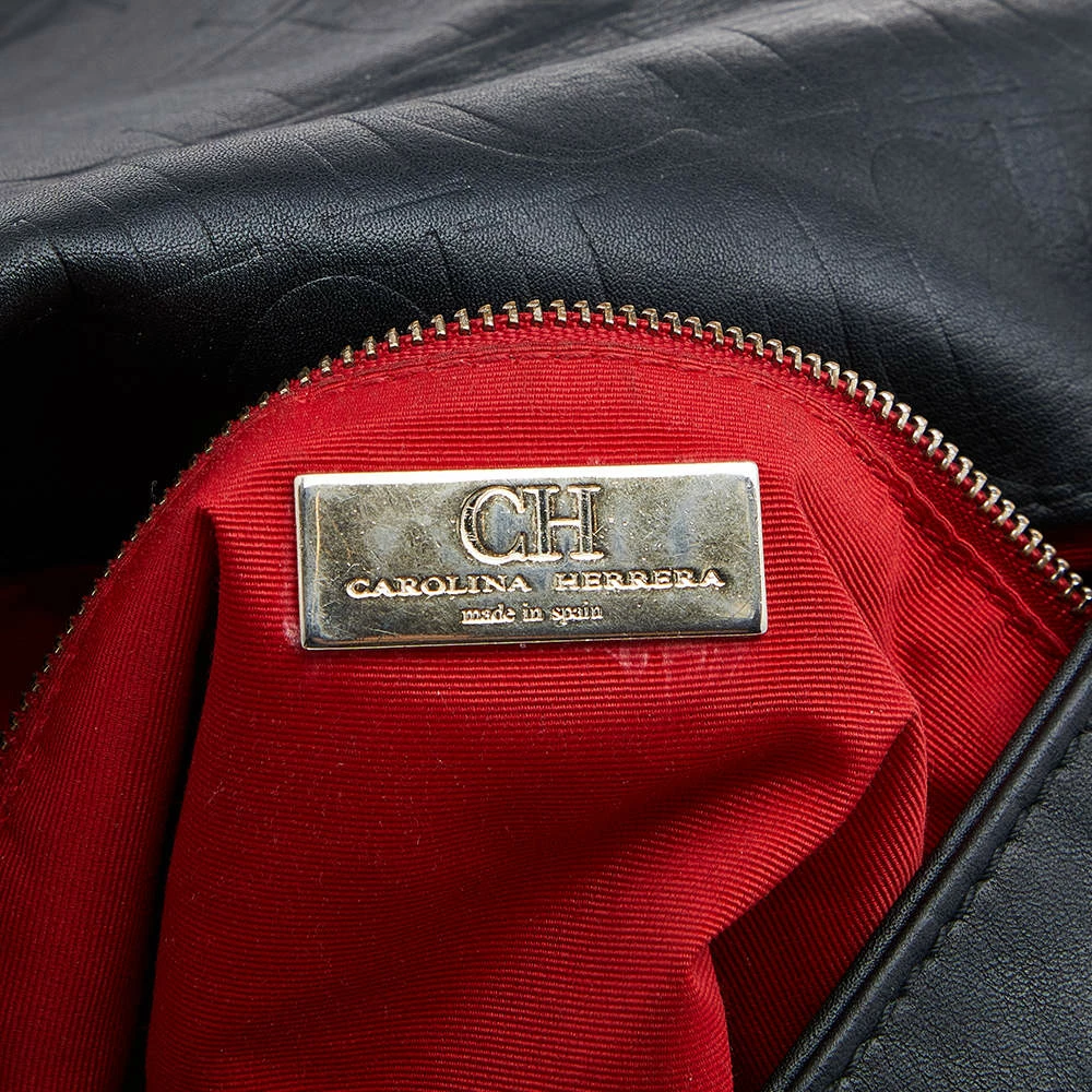 Carolina Herrera Black Leather Flap Crossbody Bag Women