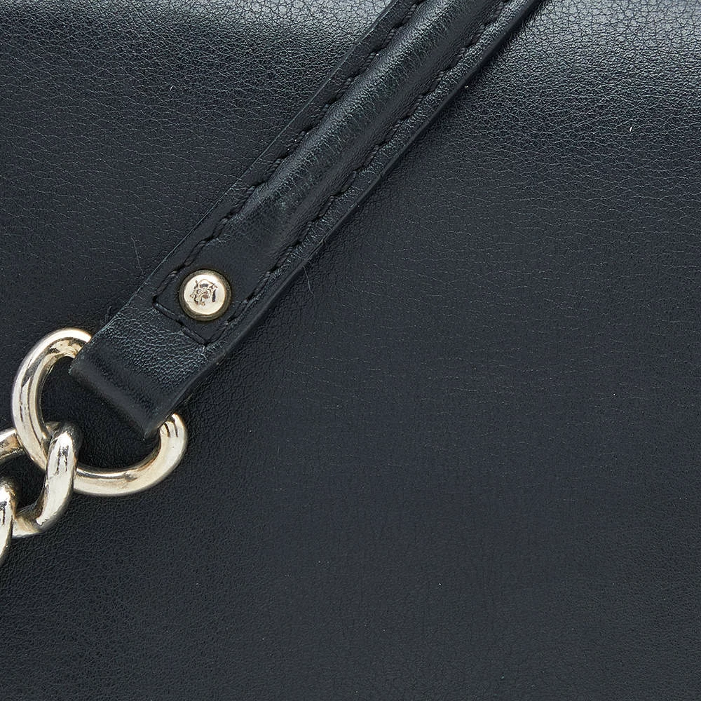 Carolina Herrera Black Leather Flap Crossbody Bag Women