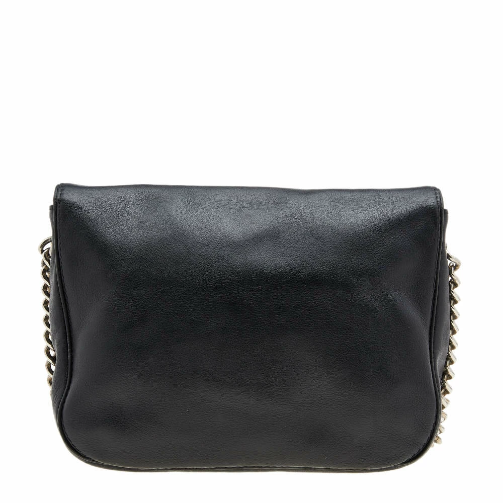 Carolina Herrera Black Leather Flap Crossbody Bag Women
