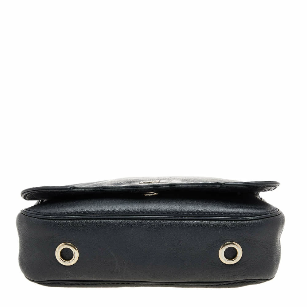 Carolina Herrera Black Leather Flap Crossbody Bag Women