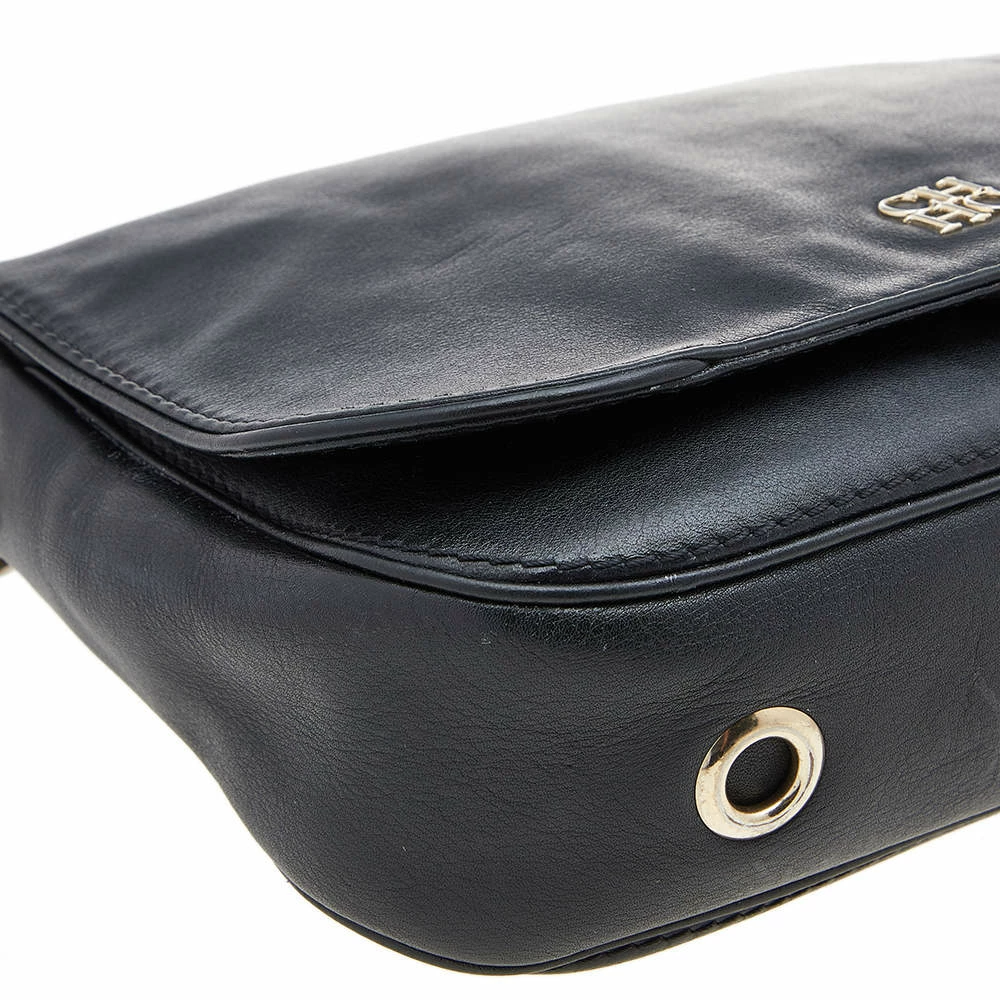 Carolina Herrera Black Leather Flap Crossbody Bag Women