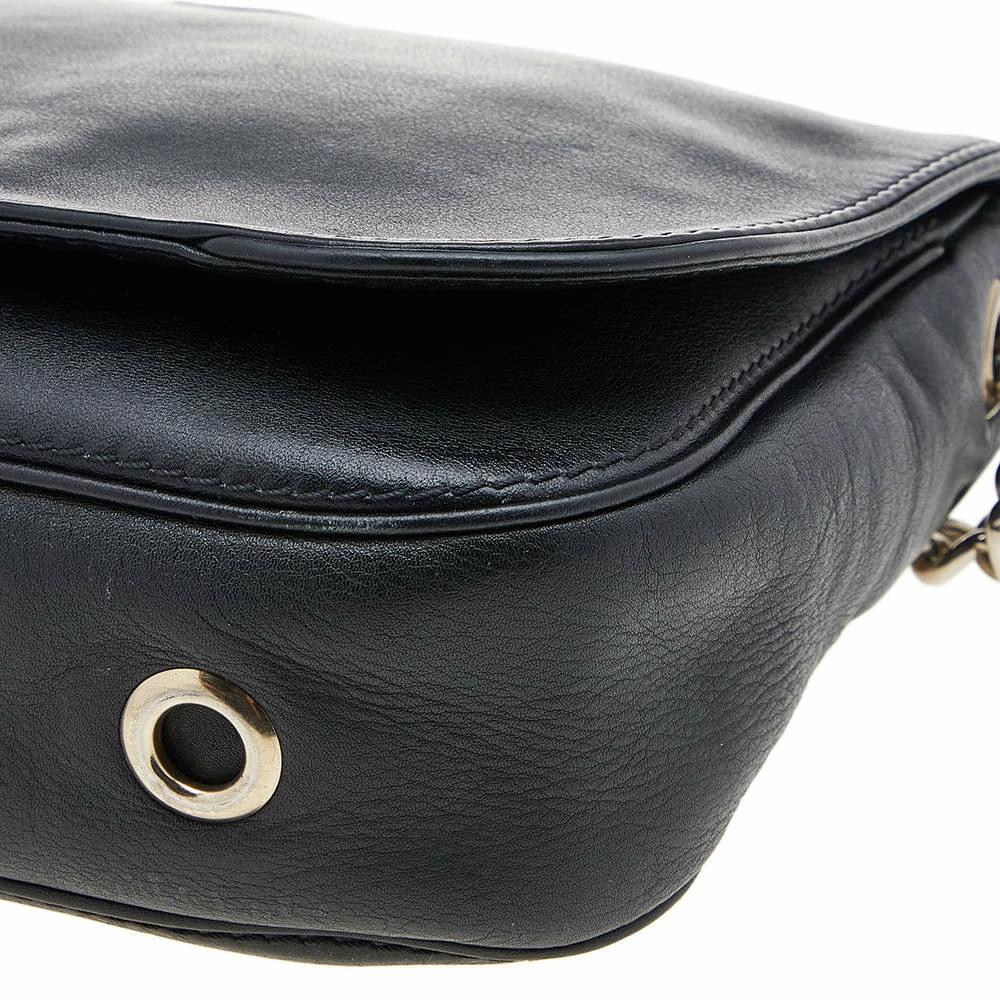 Carolina Herrera Black Leather Flap Crossbody Bag Women