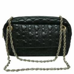 Carolina Herrera Black Quilted Leather Chain Shoulder Bag Women