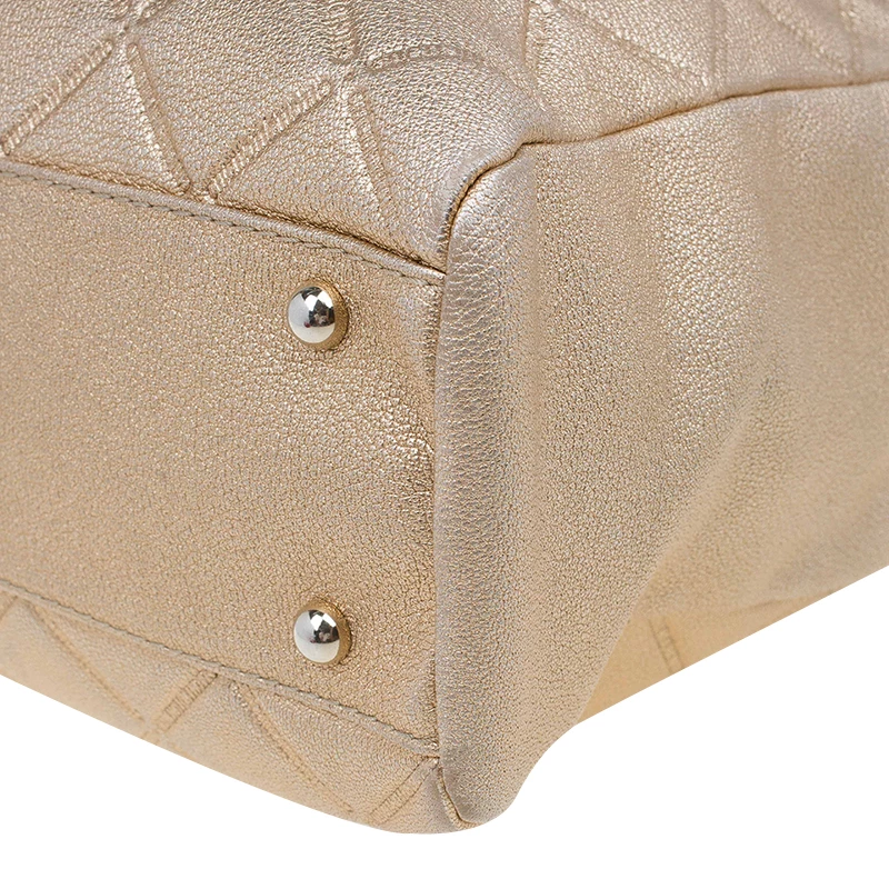Carolina Herrera Metallic Gold Leather Shopper Tote Women 11 Carolina Herrera Metallic Gold Leather Shopper Tote Women - Image 11