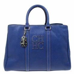 Carolina Herrera Blue Leather Matteo Tote Women