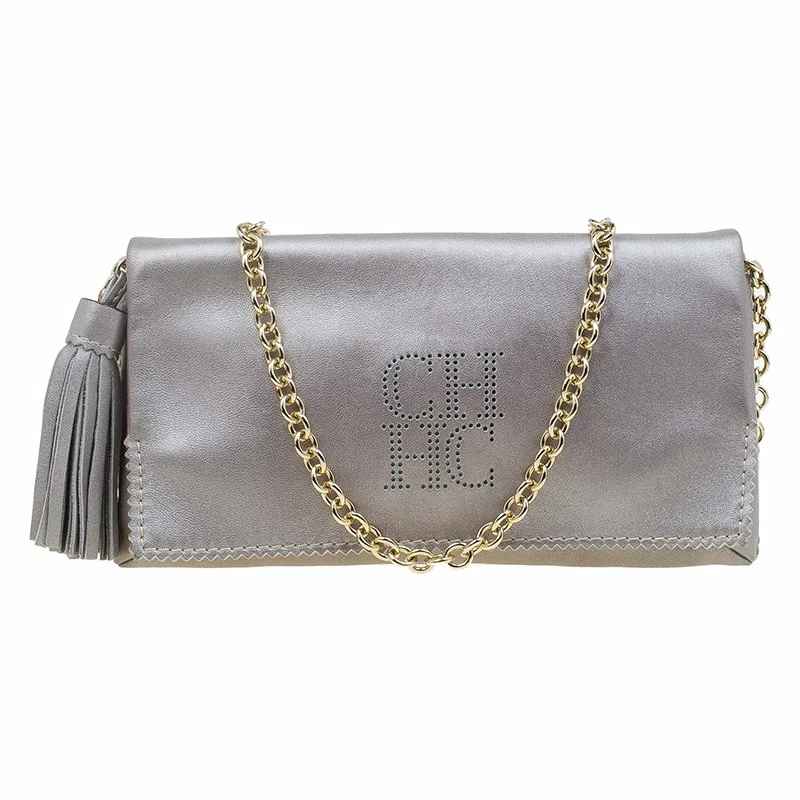 Carolina Herrera Grey Leather Chain Triana Shoulder bag Women