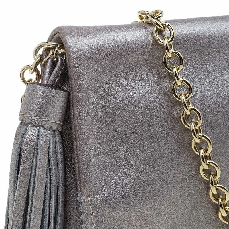 Carolina Herrera Grey Leather Chain Triana Shoulder bag Women