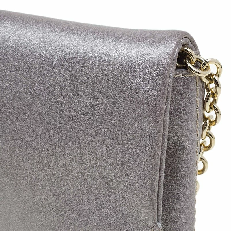 Carolina Herrera Grey Leather Chain Triana Shoulder bag Women
