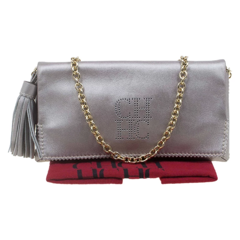 Carolina Herrera Grey Leather Chain Triana Shoulder bag Women