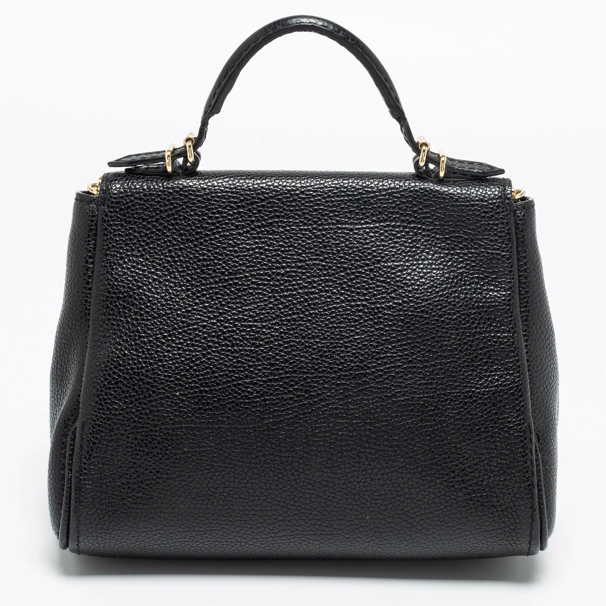 Carolina Herrera Black Leather Mini Minuetto Flap Top Handle Bag Women