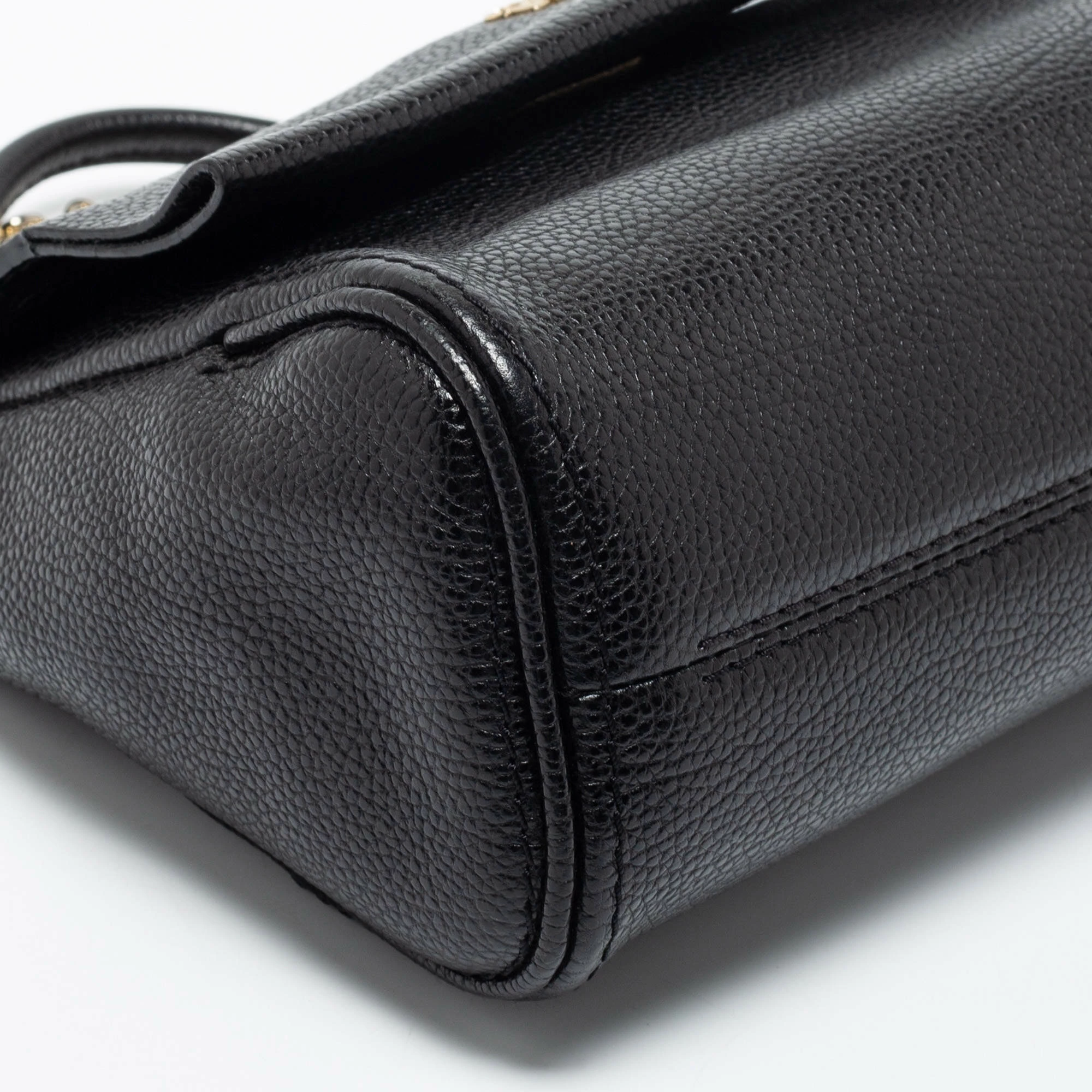 Carolina Herrera Black Leather Mini Minuetto Flap Top Handle Bag Women