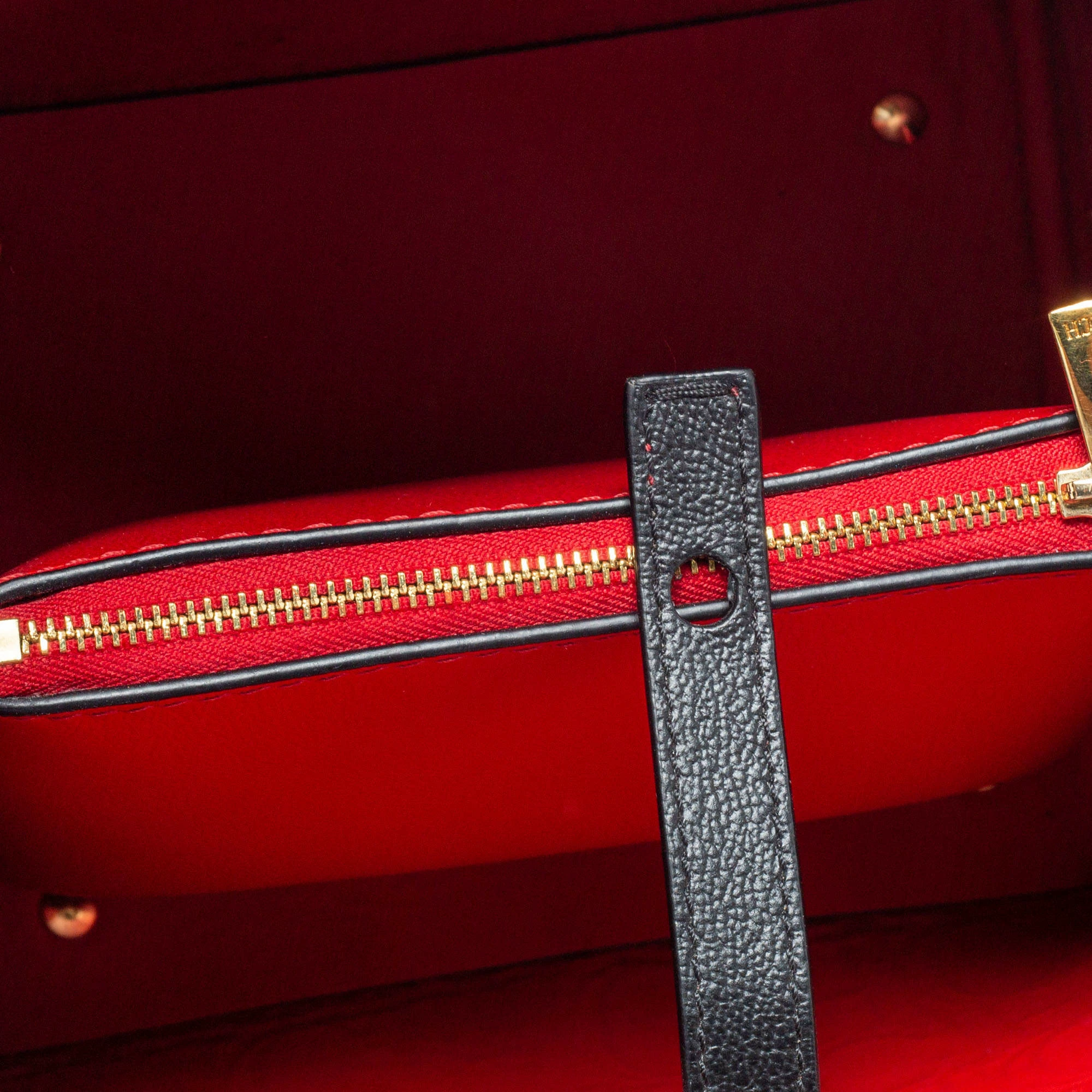 Carolina Herrera Black Monogram Embossed Leather Small Matryoshka Locked Tote Women