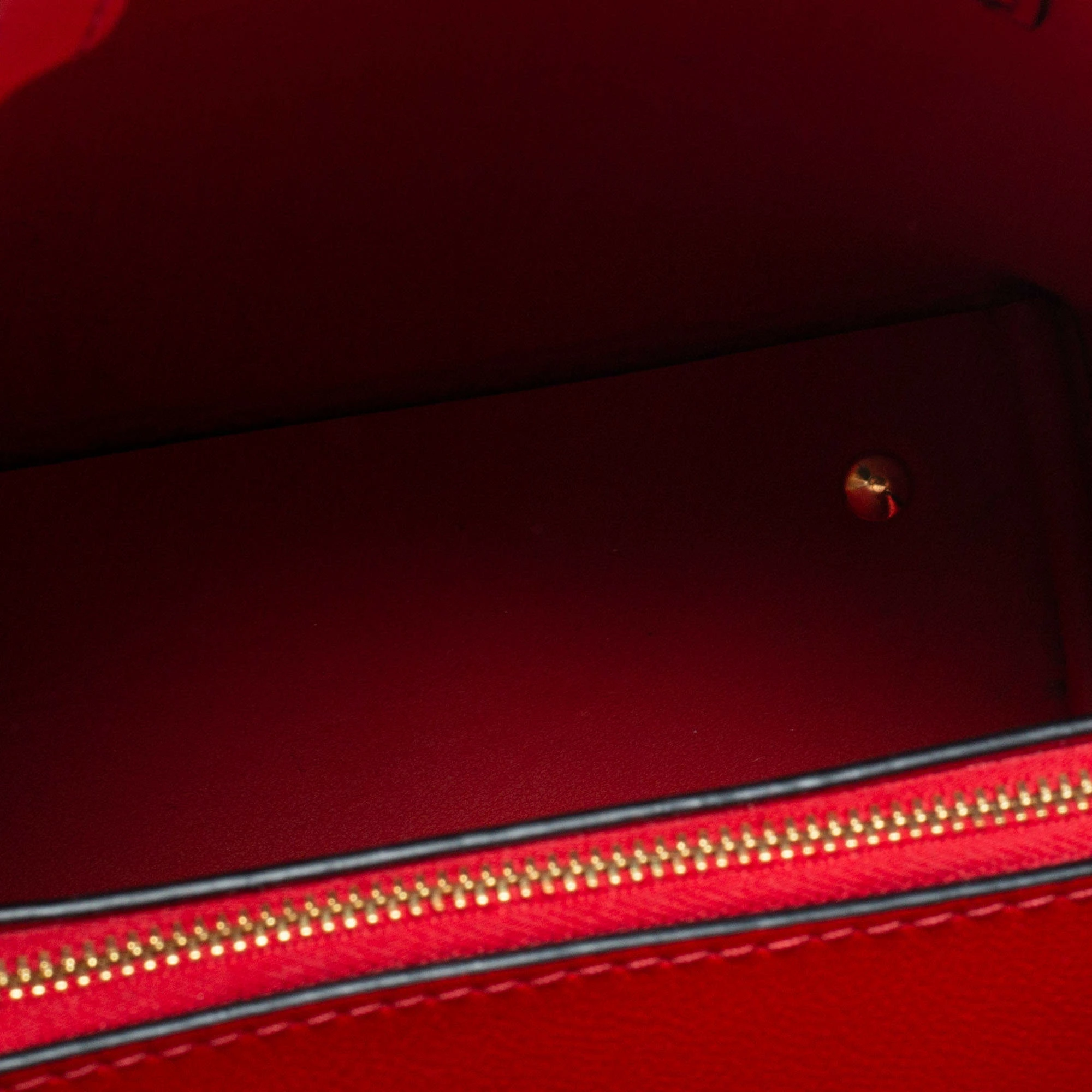 Carolina Herrera Black Monogram Embossed Leather Small Matryoshka Locked Tote Women