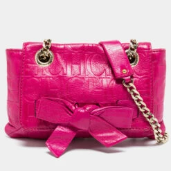 Carolina Herrera Fuchsia Monogram Leather Audrey Shoulder Bag Women - Pink