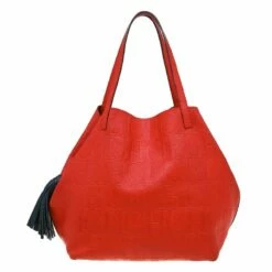 Carolina Herrera Red Monogram Leather Matryoshka Tote Women