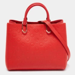 CH Carolina Herrera Red Leather Tote Women