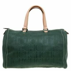Carolina Herrera Dark Green Leather Andy Boston Bag Women