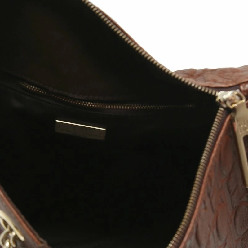 Carolina Herrera Brown Monogram Leather Shoulder Bag Women