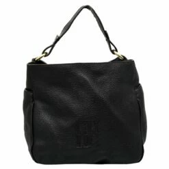 Carolina Herrera Black Pebbled Leather Hobo Women