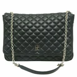 Carolina Herrera Black Quilted Leather Flap Bag Women