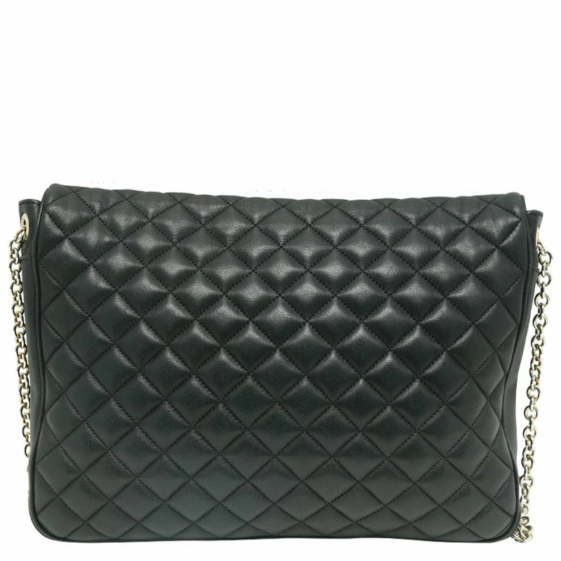 Carolina Herrera Black Quilted Leather Flap Bag Women