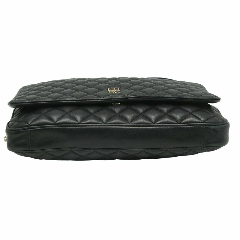 Carolina Herrera Black Quilted Leather Flap Bag Women