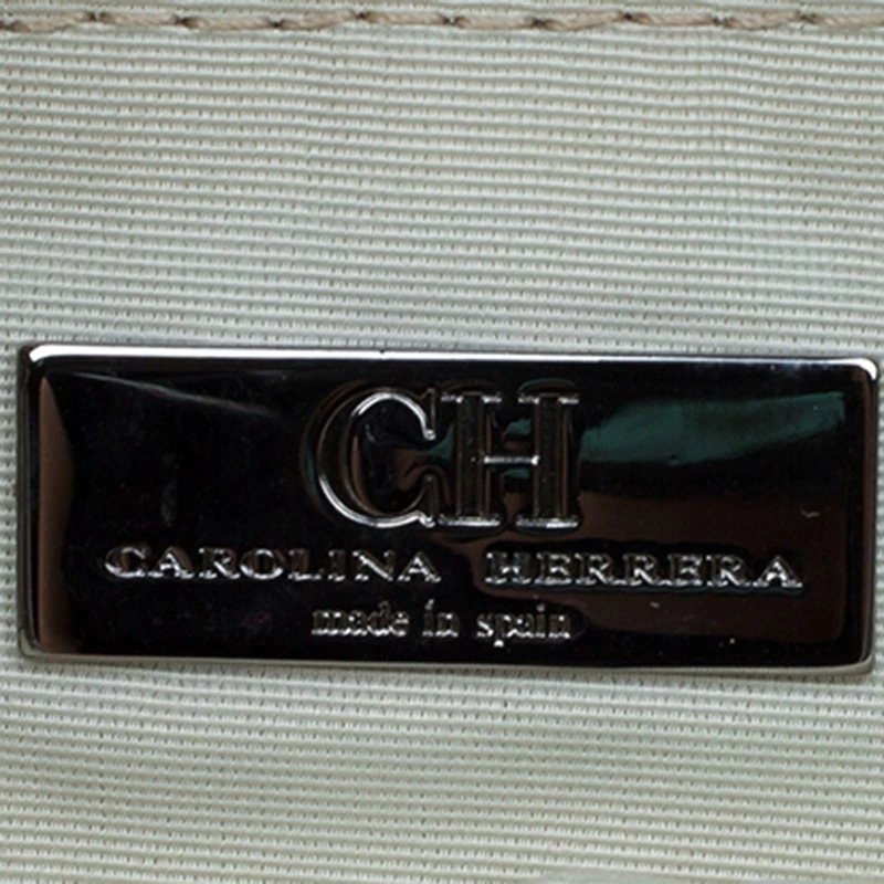 Carolina Herrera Silver Monogram Leather Jerry Clutch Women