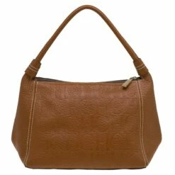 Carolina Herrera Brown Monogram Leather Shoulder Bag Women