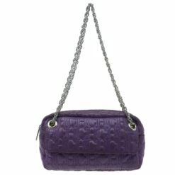 Carolina Herrera Purple Monogram Leather Shoulder Bag Women