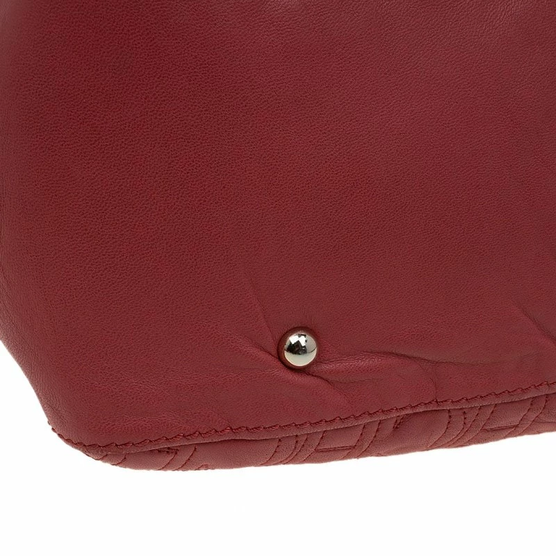 Carolina Herrera Red Monogram Leather Tote Women