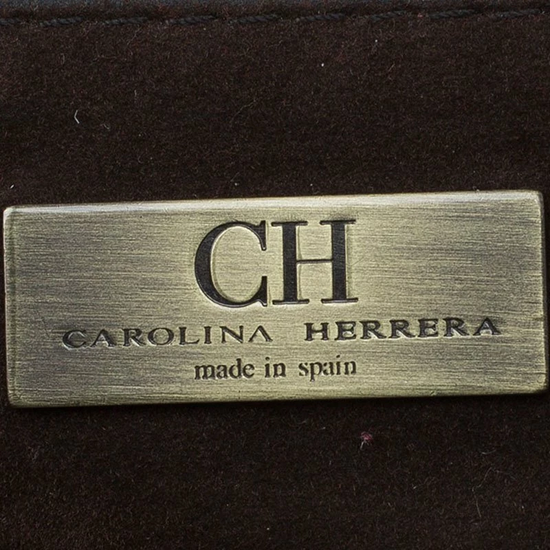 Carolina Herrera Beige/Brown Monogram Canvas Shopper Tote Women