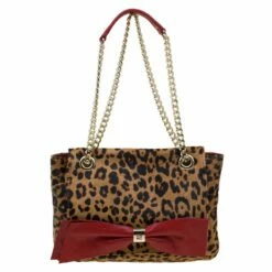 Carolina Herrera Brown Leopard Print Calf Hair Audrey Shoulder Bag Women - Beige
