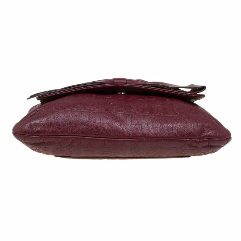 Carolina Herrera Burgundy Monogram Leather Audrey Shoulder Bag Women