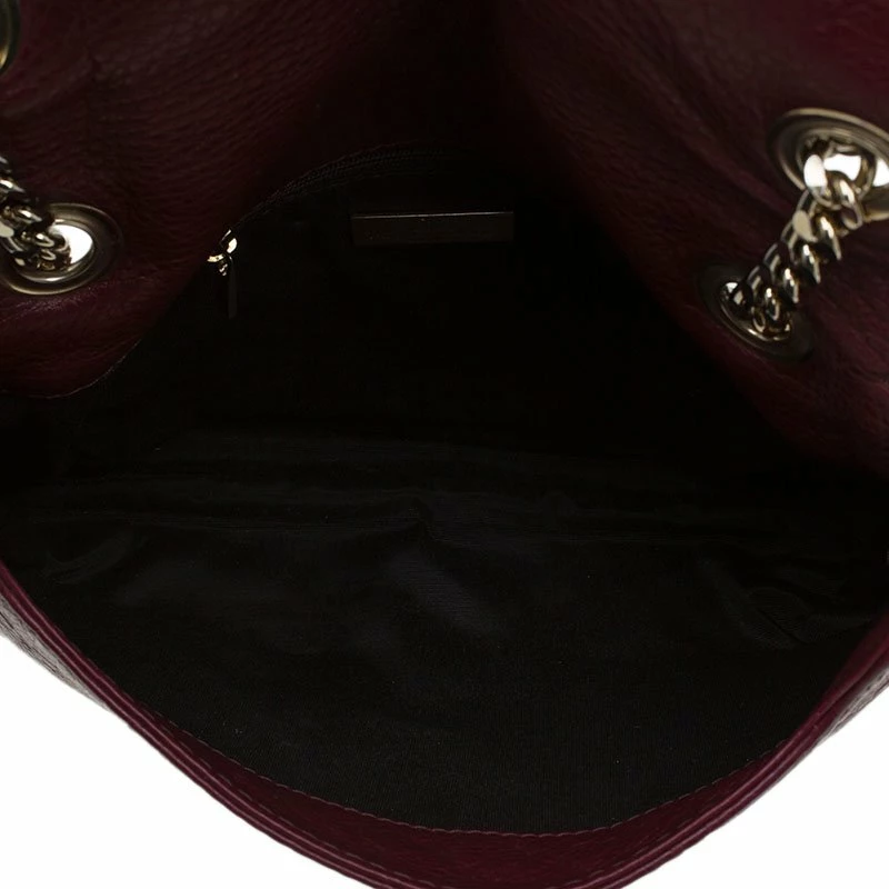 Carolina Herrera Burgundy Monogram Leather Audrey Shoulder Bag Women