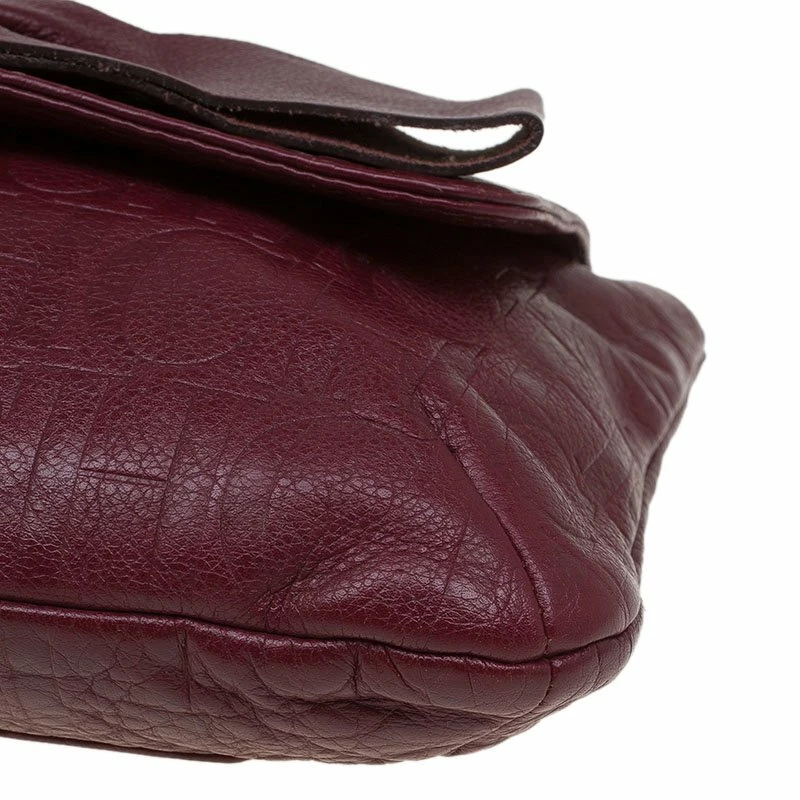 Carolina Herrera Burgundy Monogram Leather Audrey Shoulder Bag Women