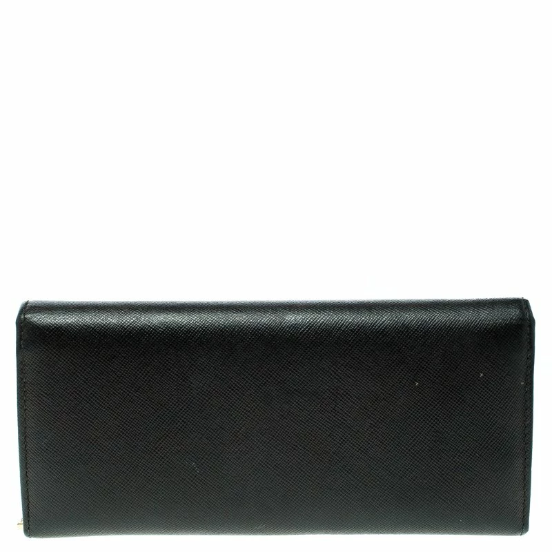 Carolina Herrera Black Textured Leather Continental Wallet Women