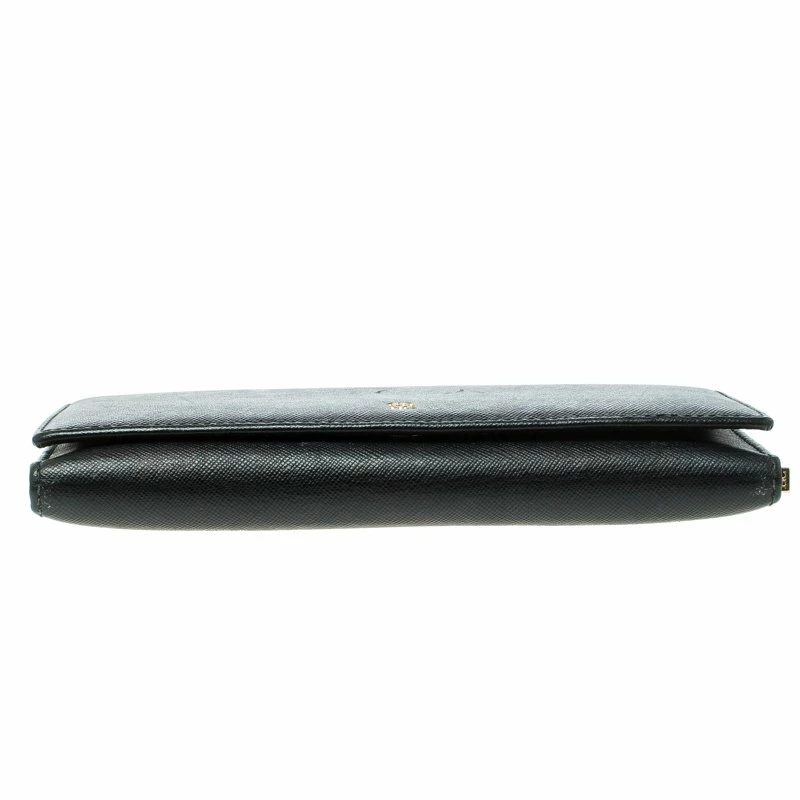 Carolina Herrera Black Textured Leather Continental Wallet Women
